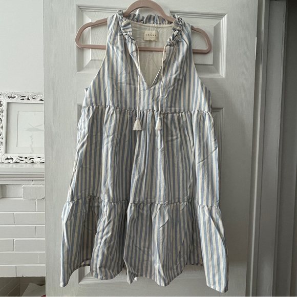 Sezane Arielle dress blue white stripe size 38 - Picture 2 of 10